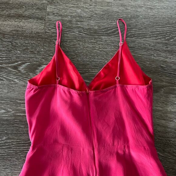 Lavender Brown Silk Hot Pink Faux Wrap Mini Dress Size S Made in USA - Picture 7 of 12